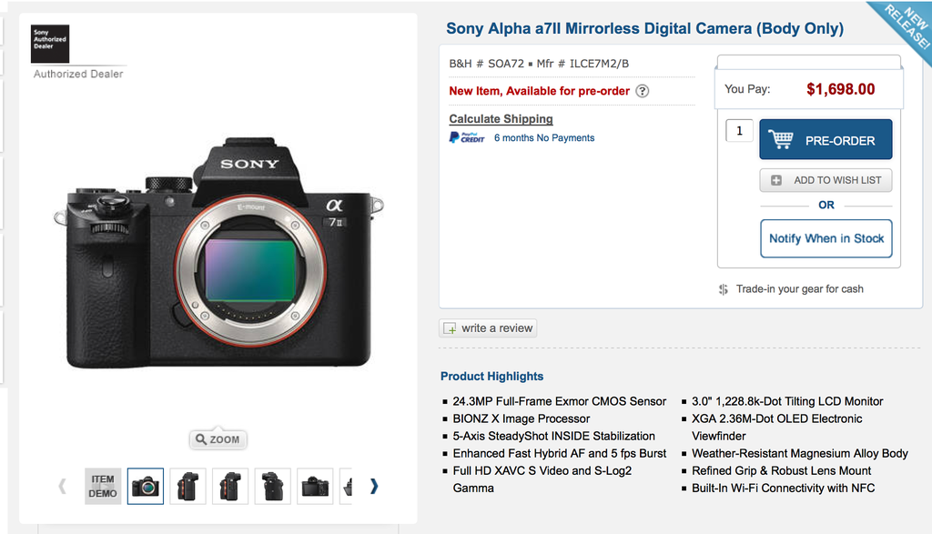 At last! Preorder the new 5 axis Sony A7m2 in USA; Germany and UK ...